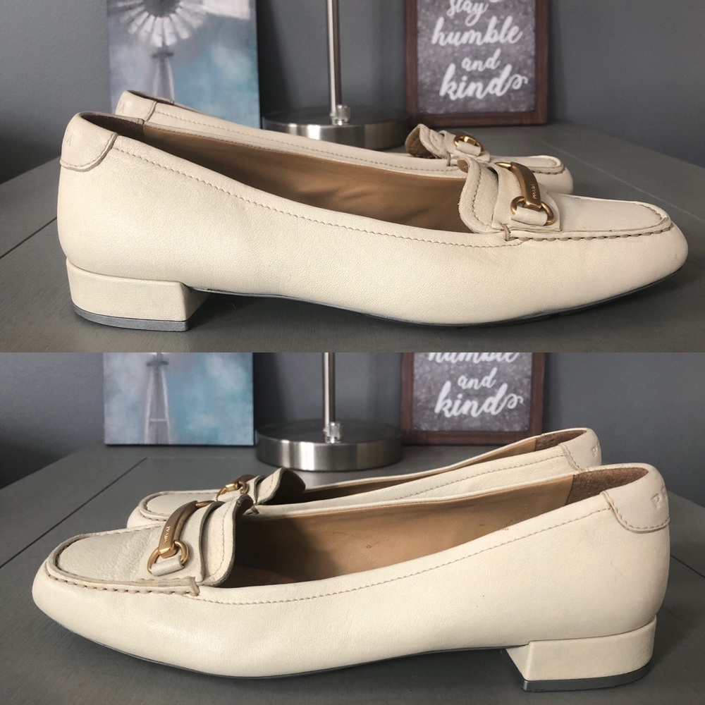 PRADA Ivory Logo Slip On Loafers Slides Flats